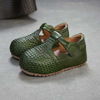 full grain leather retro woven hollow sandals for summe 08