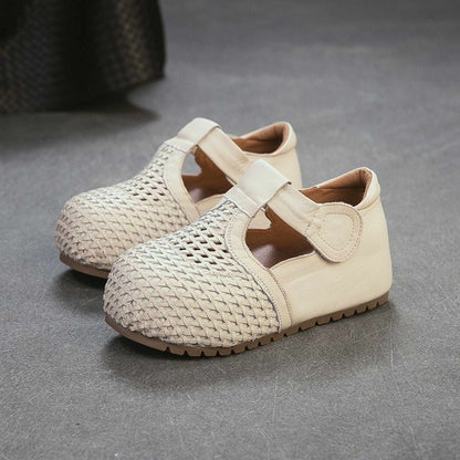 full grain leather retro woven hollow sandals for summe 09