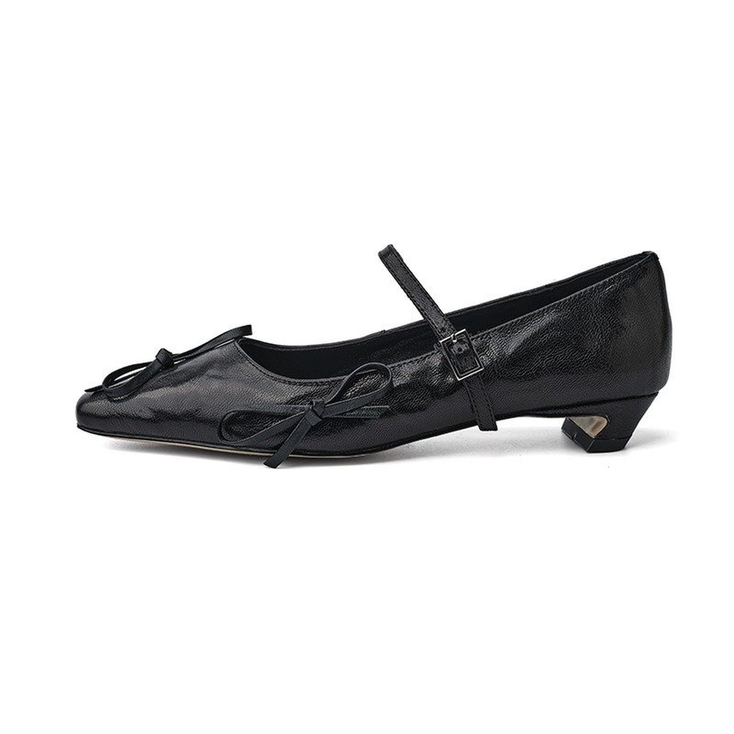 full sheepskin kitten heel bowknot square toe mary jane 05
