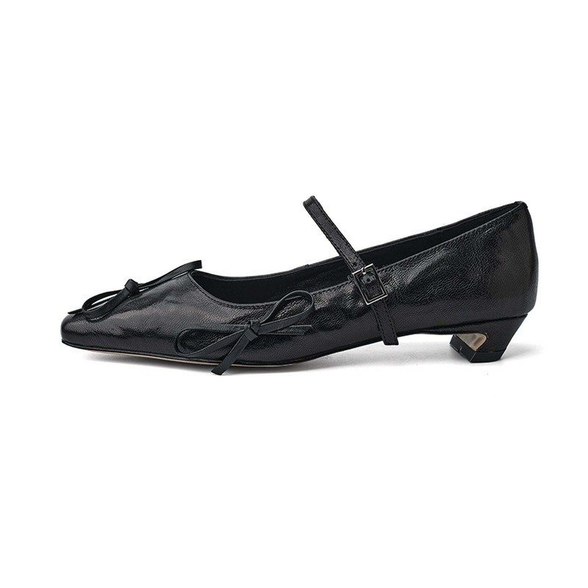 full sheepskin kitten heel bowknot square toe mary jane 05