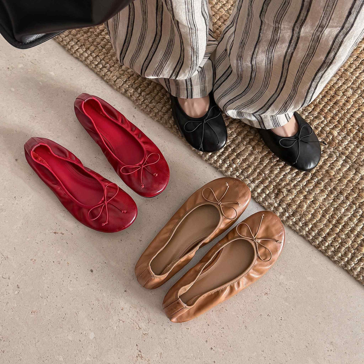 HAJINK Bowknot Cowhide Flats 01