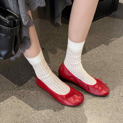 HAJINK Bowknot Cowhide Flats 02