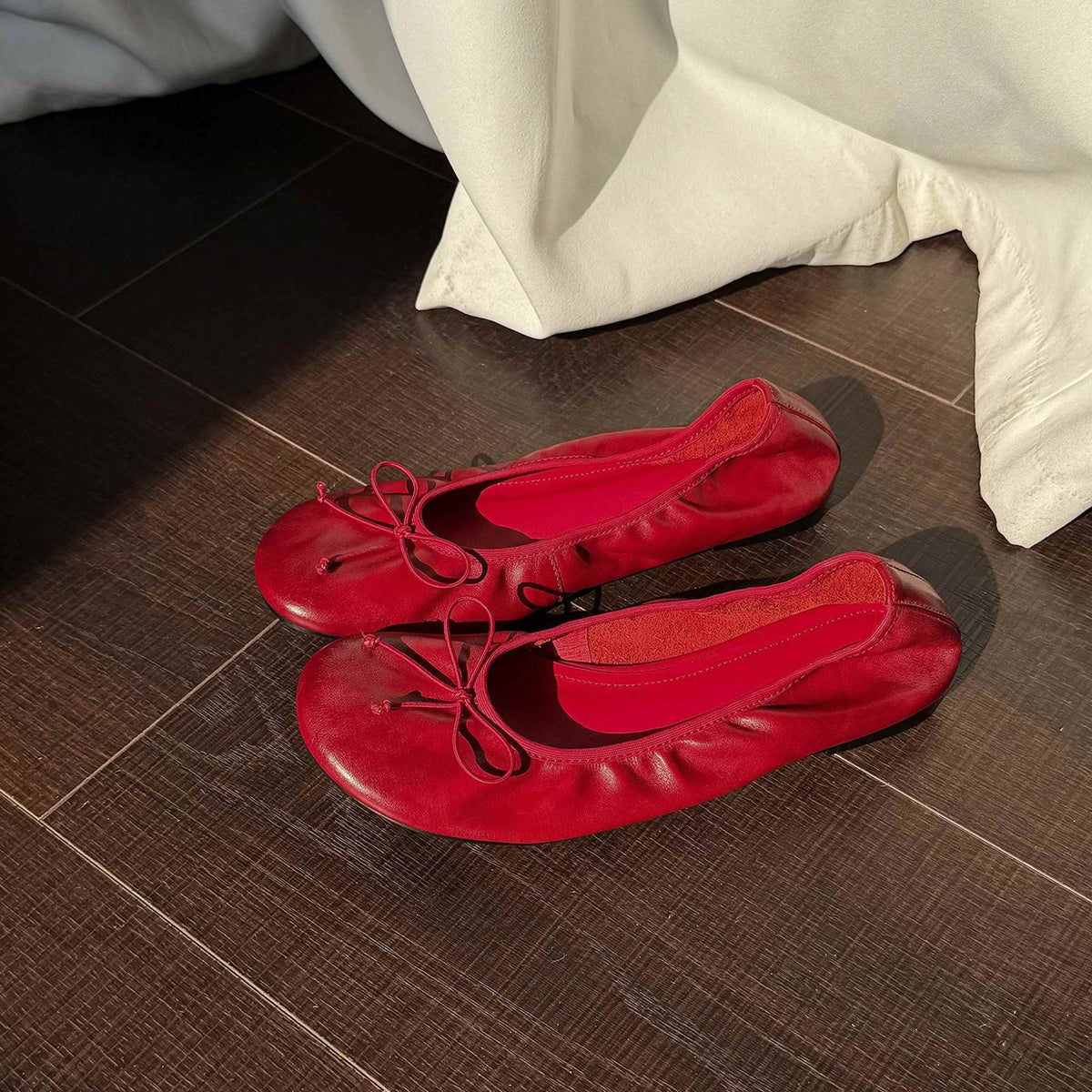 HAJINK Bowknot Cowhide Flats 09
