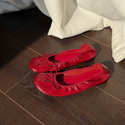 HAJINK Bowknot Cowhide Flats 09
