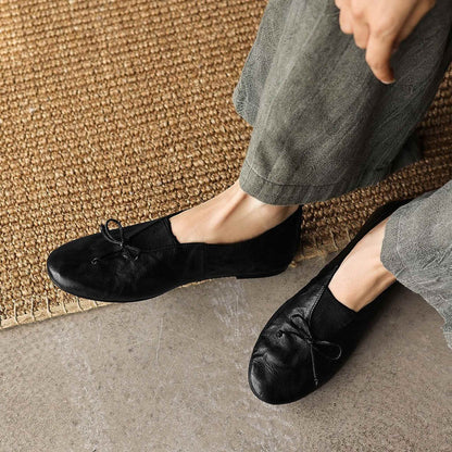 HAJINK Round Toe Bowknot Sheepskin Flats 03