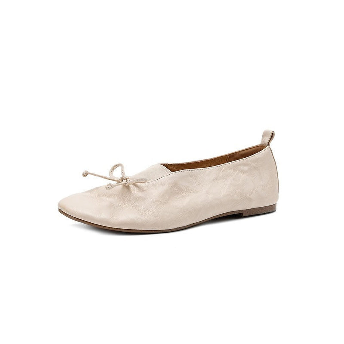 HAJINK Round Toe Bowknot Sheepskin Flats 06