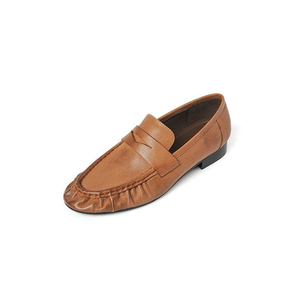 HAJINK Round Toe Cowhide Loafer Shoes 05