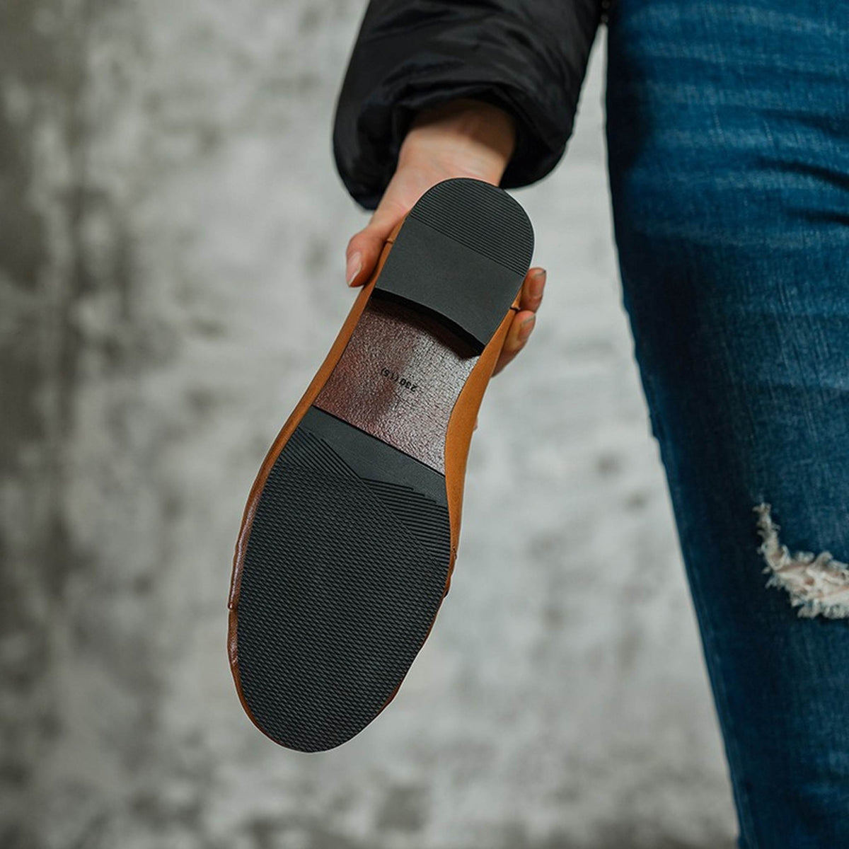 HAJINK Round Toe Cowhide Loafer Shoes 08