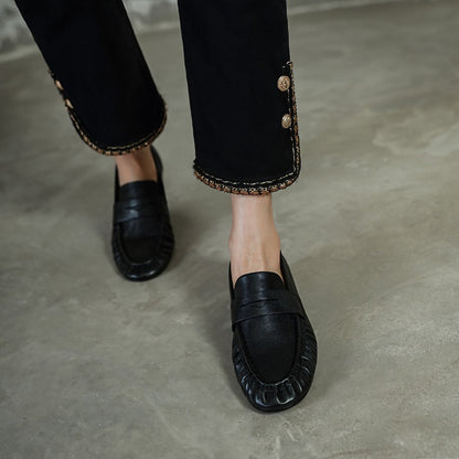 HAJINK Round Toe Cowhide Loafer Shoes 12