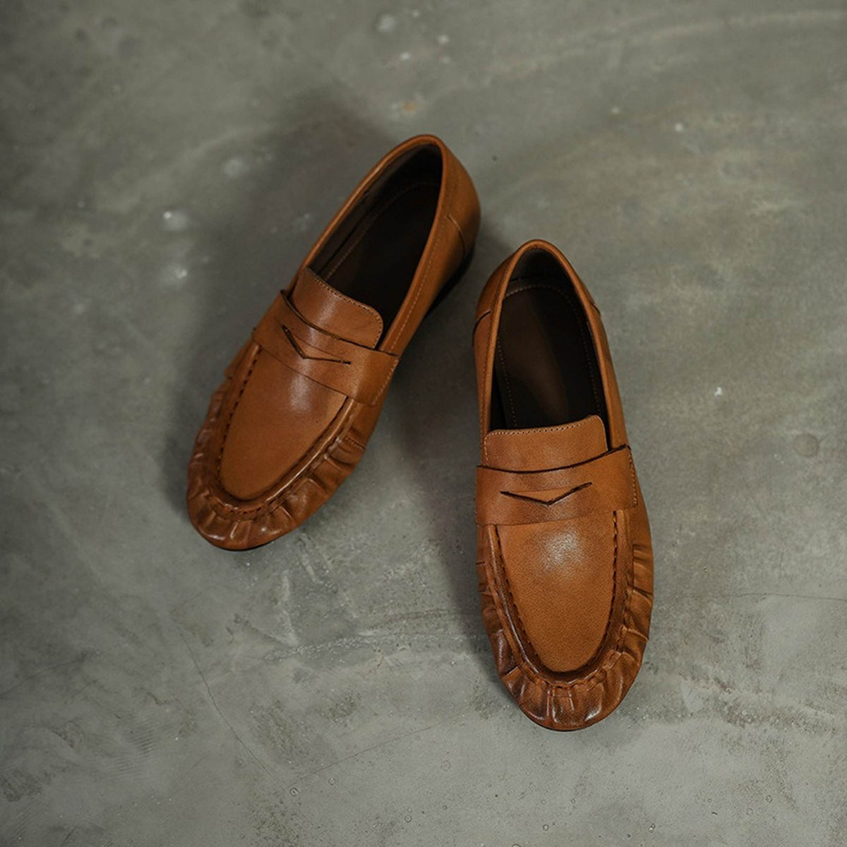 HAJINK Round Toe Cowhide Loafer Shoes 13