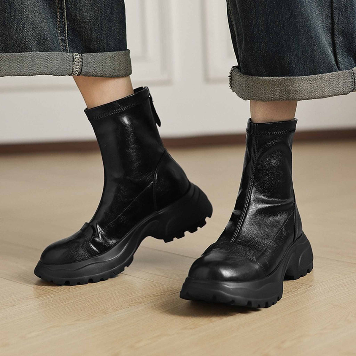 HAJINK Round Toe Platform Ankle Boots 03