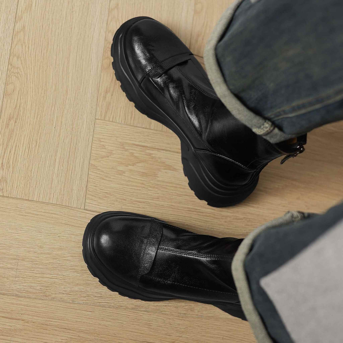 HAJINK Round Toe Platform Ankle Boots 12
