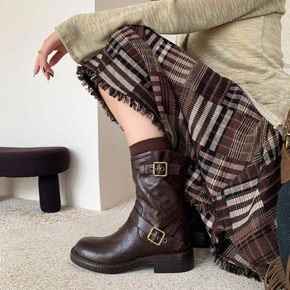 HAJINK Round Toe Sheepskin Ankle Boots 03