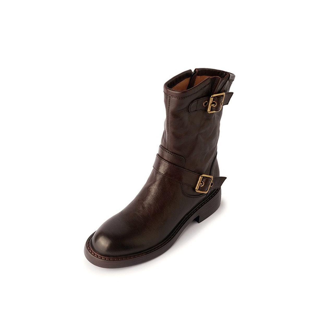 HAJINK Round Toe Sheepskin Ankle Boots 05