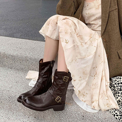 HAJINK Round Toe Sheepskin Ankle Boots 10