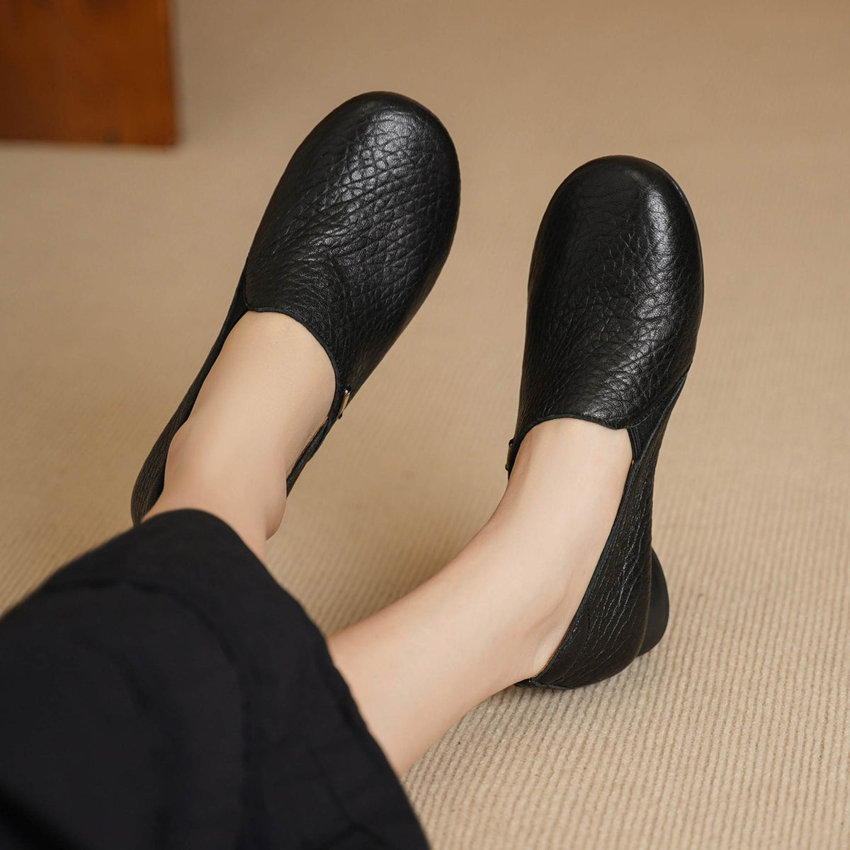 HAJINK Round Toe Soft Sole Sheepskin Loafer Shoes 06