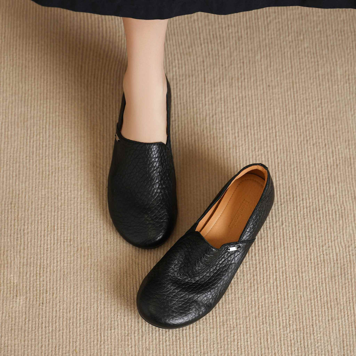 HAJINK Round Toe Soft Sole Sheepskin Loafer Shoes 07