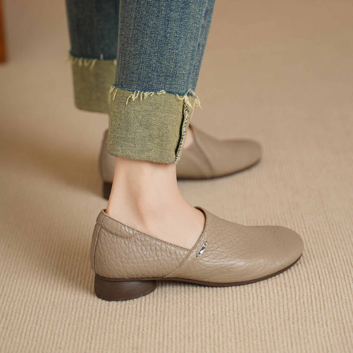 HAJINK Round Toe Soft Sole Sheepskin Loafer Shoes 08