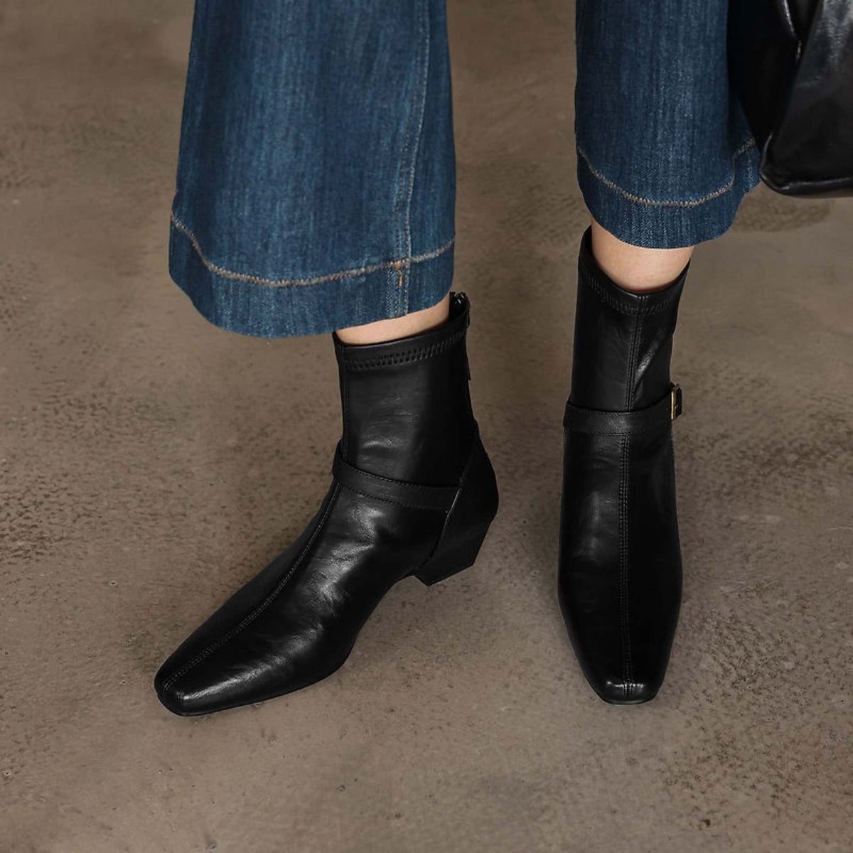 HAJINK Square Toe Block Heels Ankle Boots 11