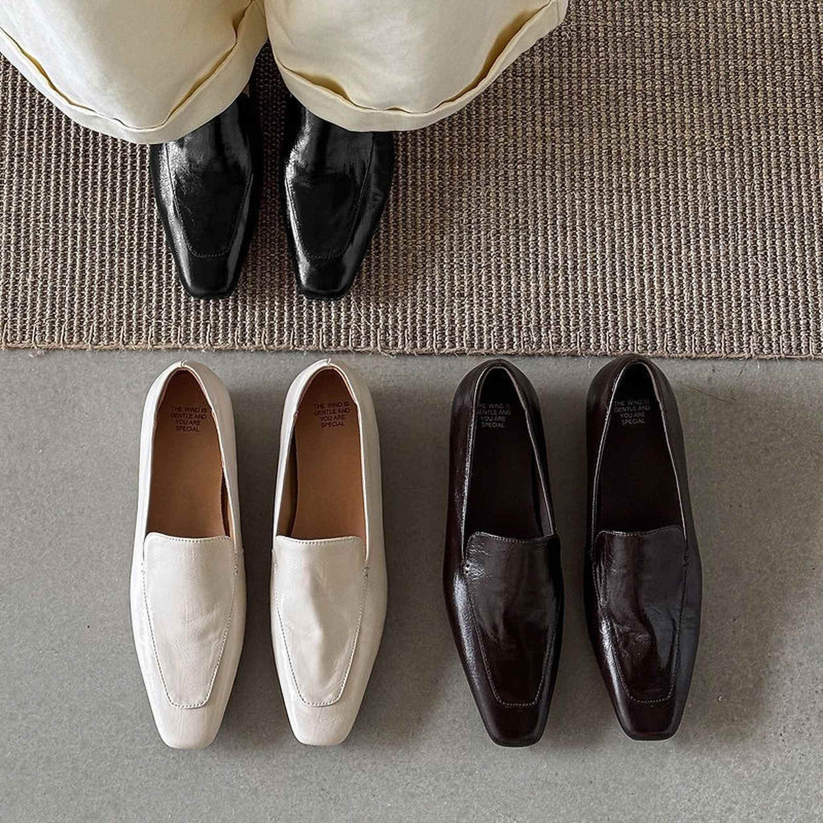 HAJINK Square Toe Cowhide Loafer Shoes 01