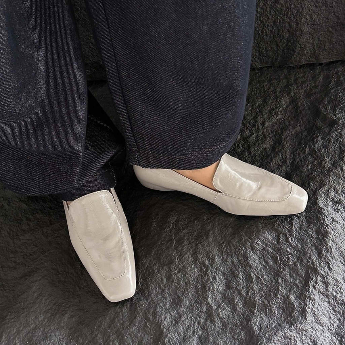 HAJINK Square Toe Cowhide Loafer Shoes 03