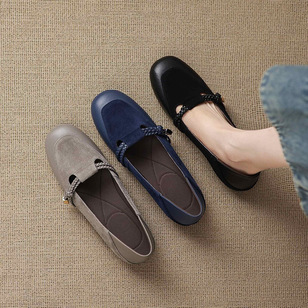 HAJINK Square Toe Leather Mary Jane Shoes 08