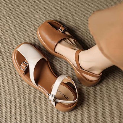 half open toe mid block heel closed toe roman leather s 01