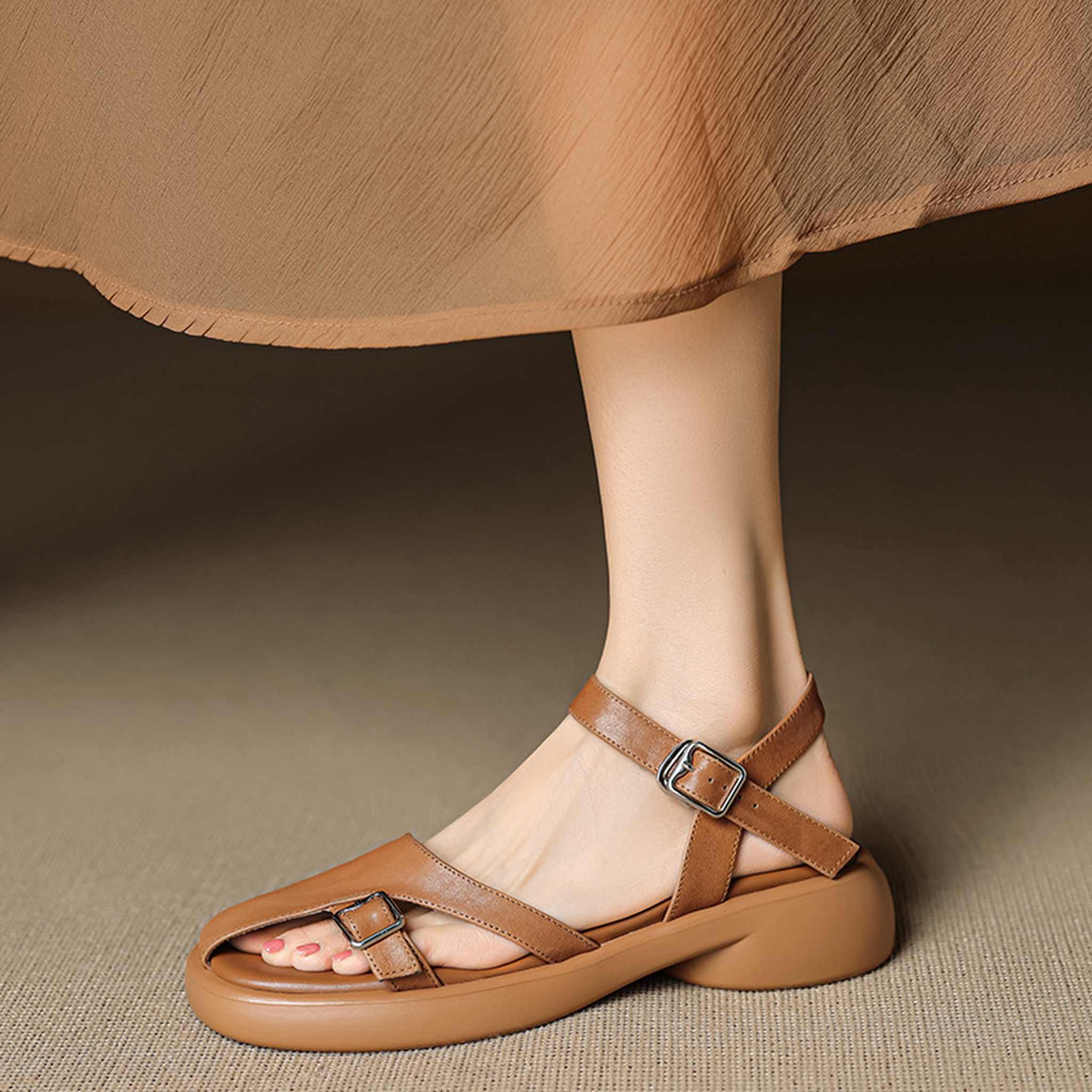 half open toe mid block heel closed toe roman leather s 08