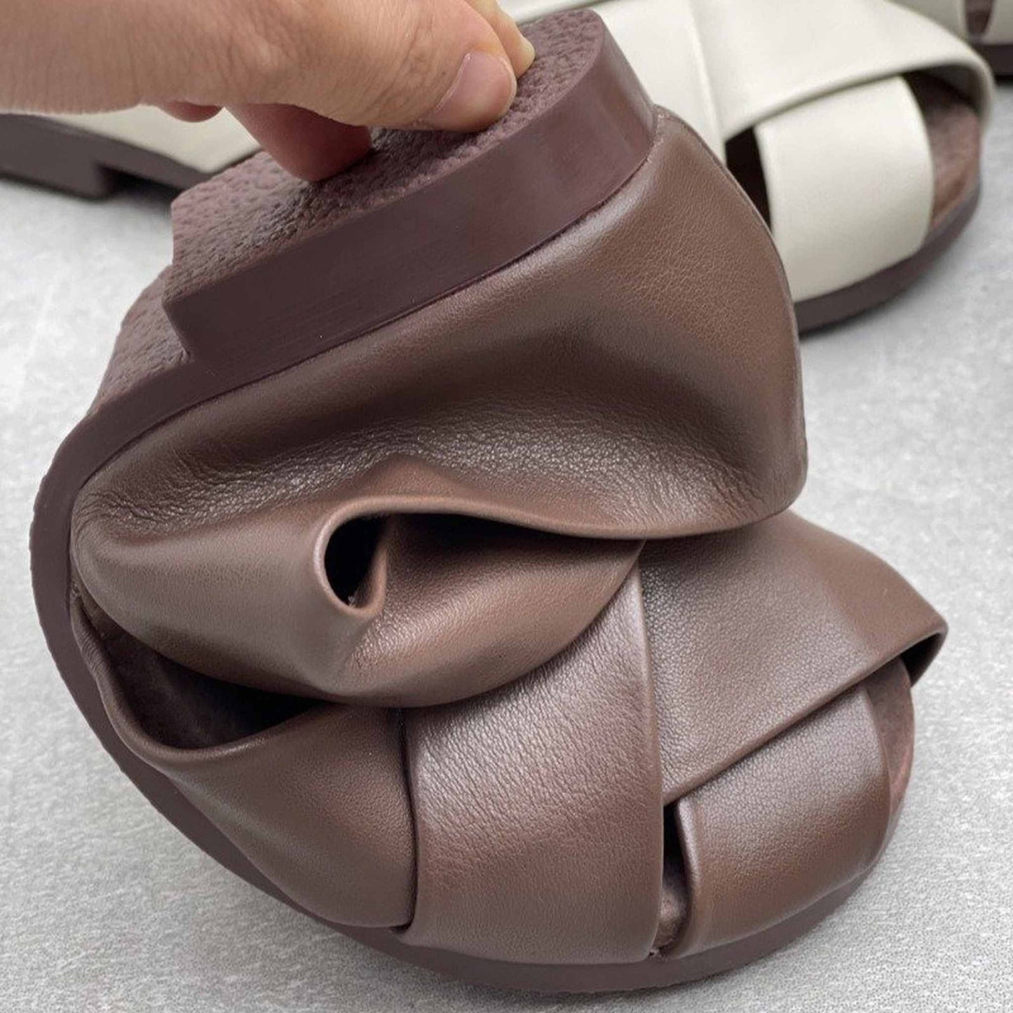 handmade closed back woven hollow leather flat sandals  08