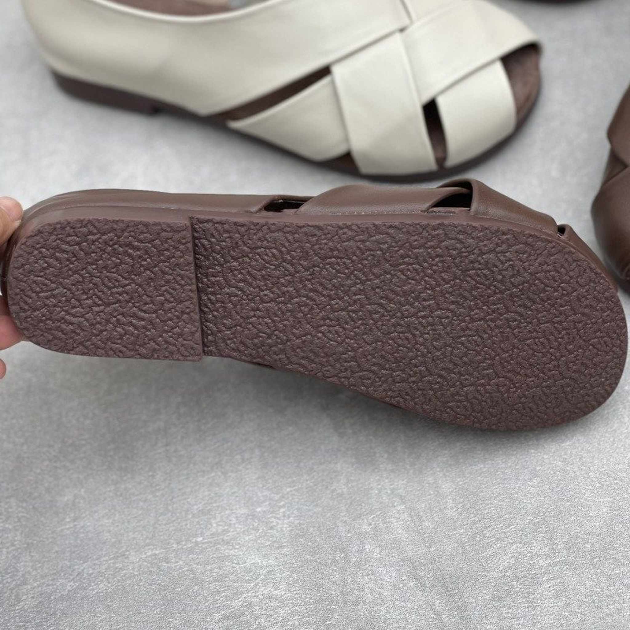 handmade closed back woven hollow leather flat sandals  09