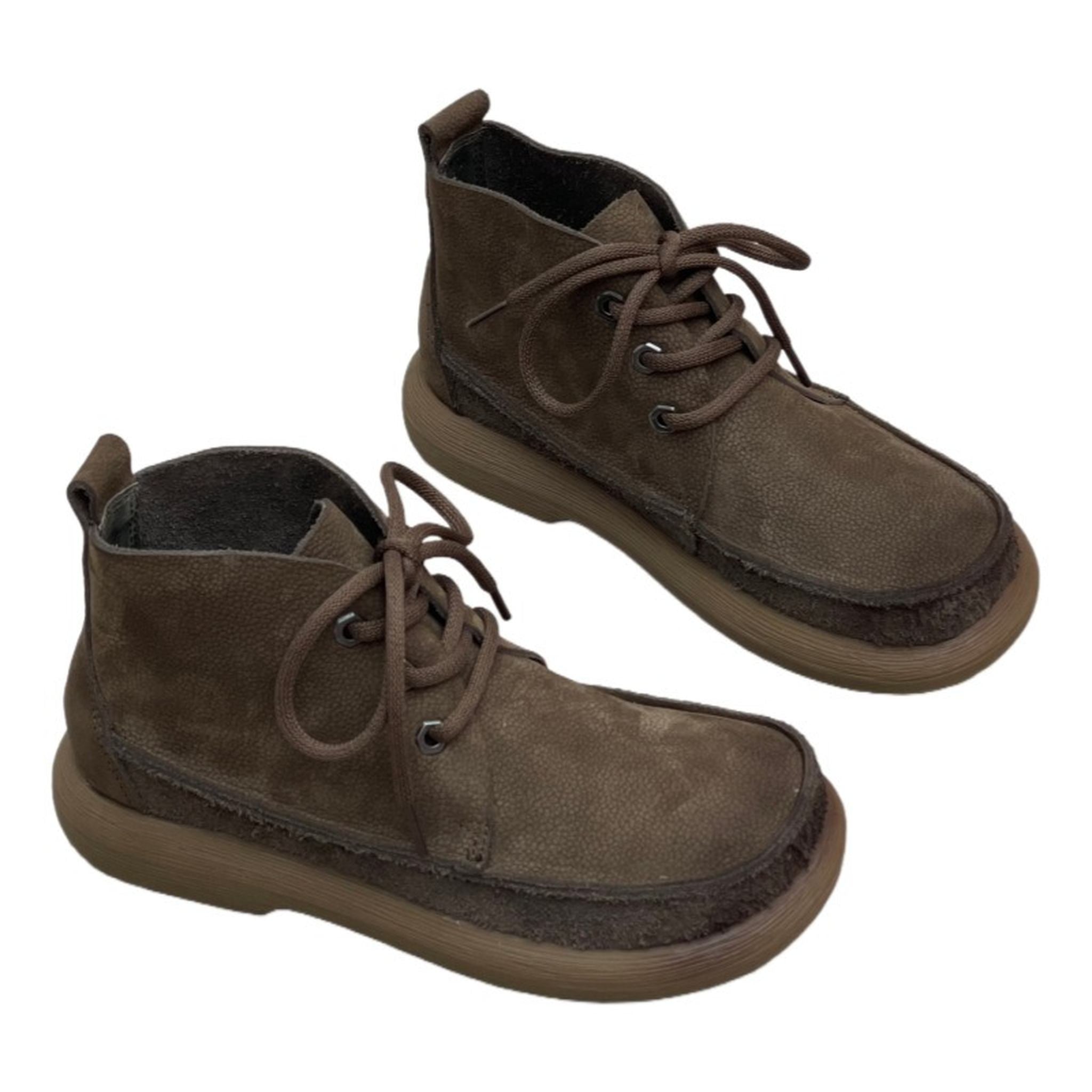 handmade flat lace up round toe fleece lined leather an 04