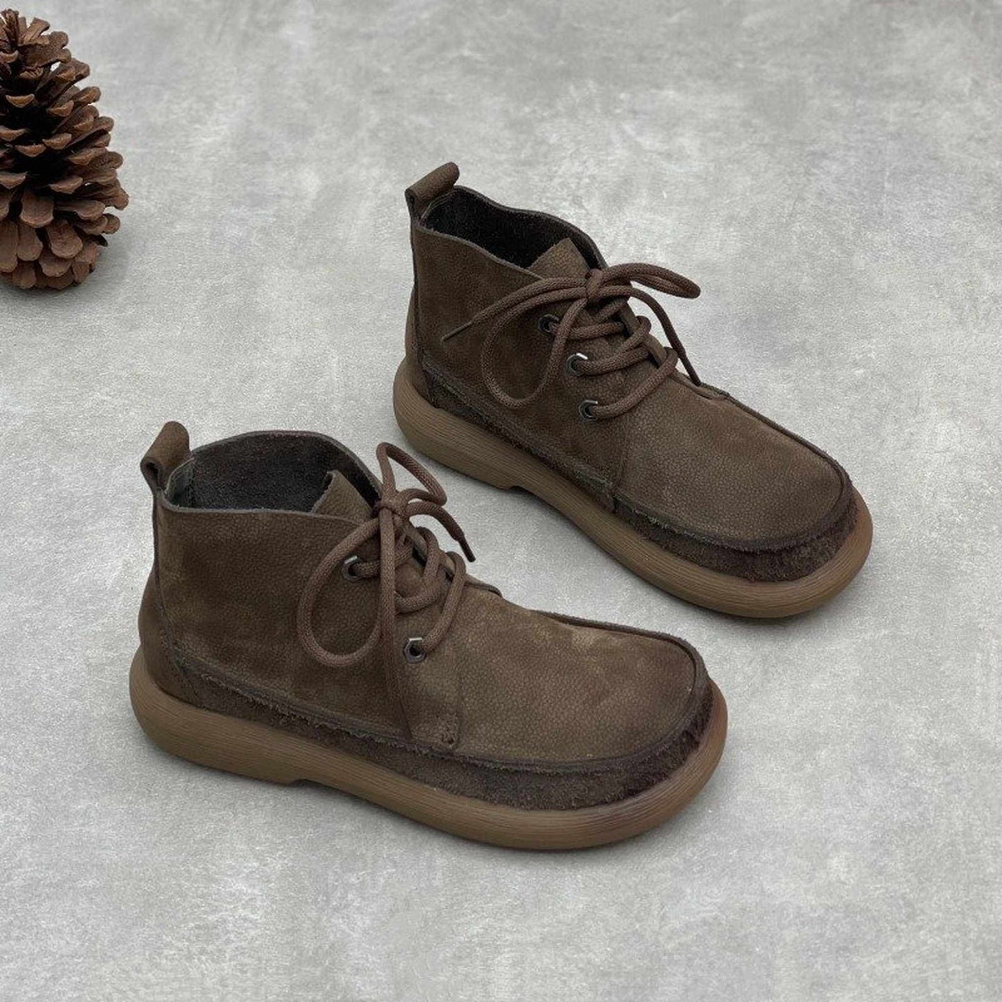 handmade flat sole genuine leather short boots for spri 04