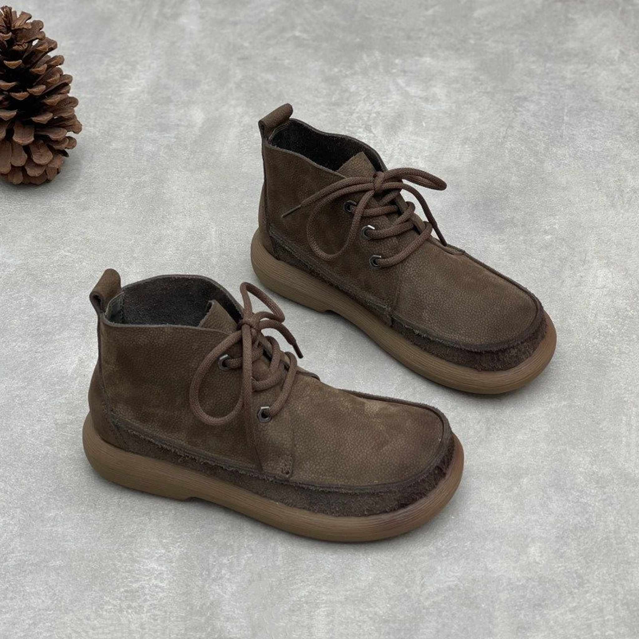handmade flat sole genuine leather short boots for spri 04