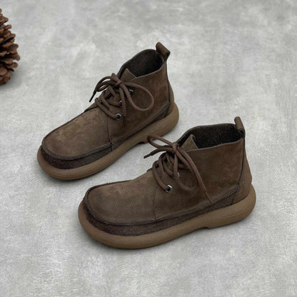 handmade flat sole genuine leather short boots for spri 05