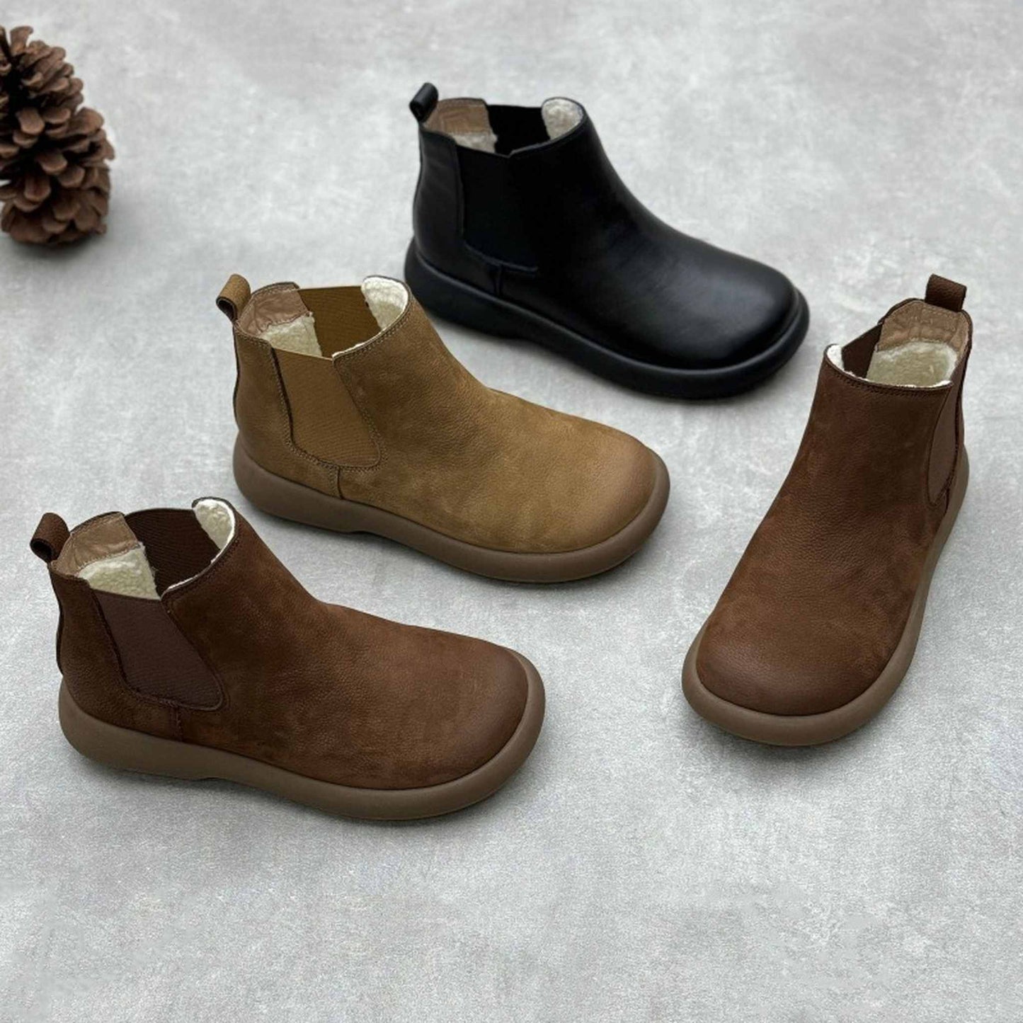 handmade fleece lined soft sole leather chelsea boots f 01