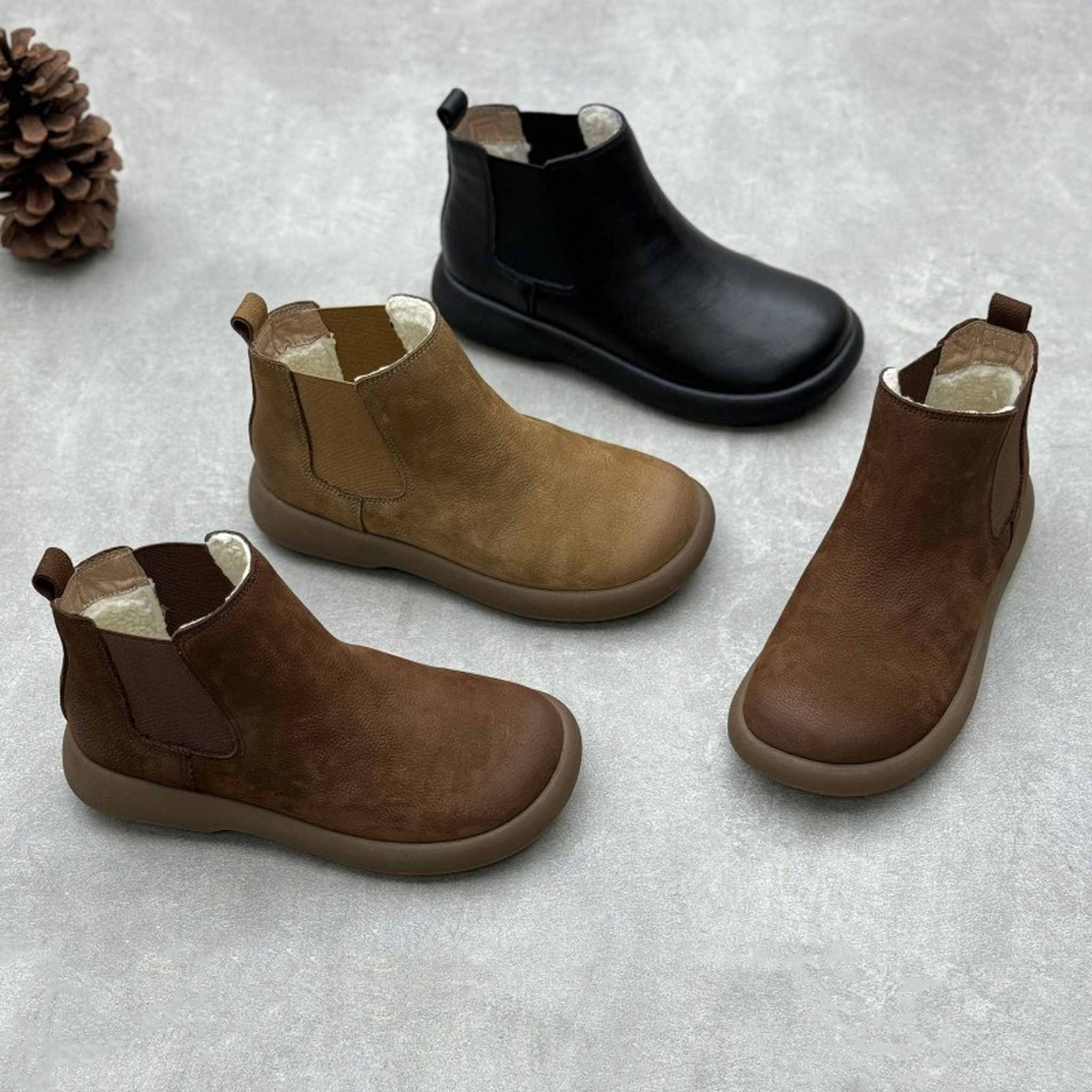 handmade fleece lined soft sole leather chelsea boots f 01