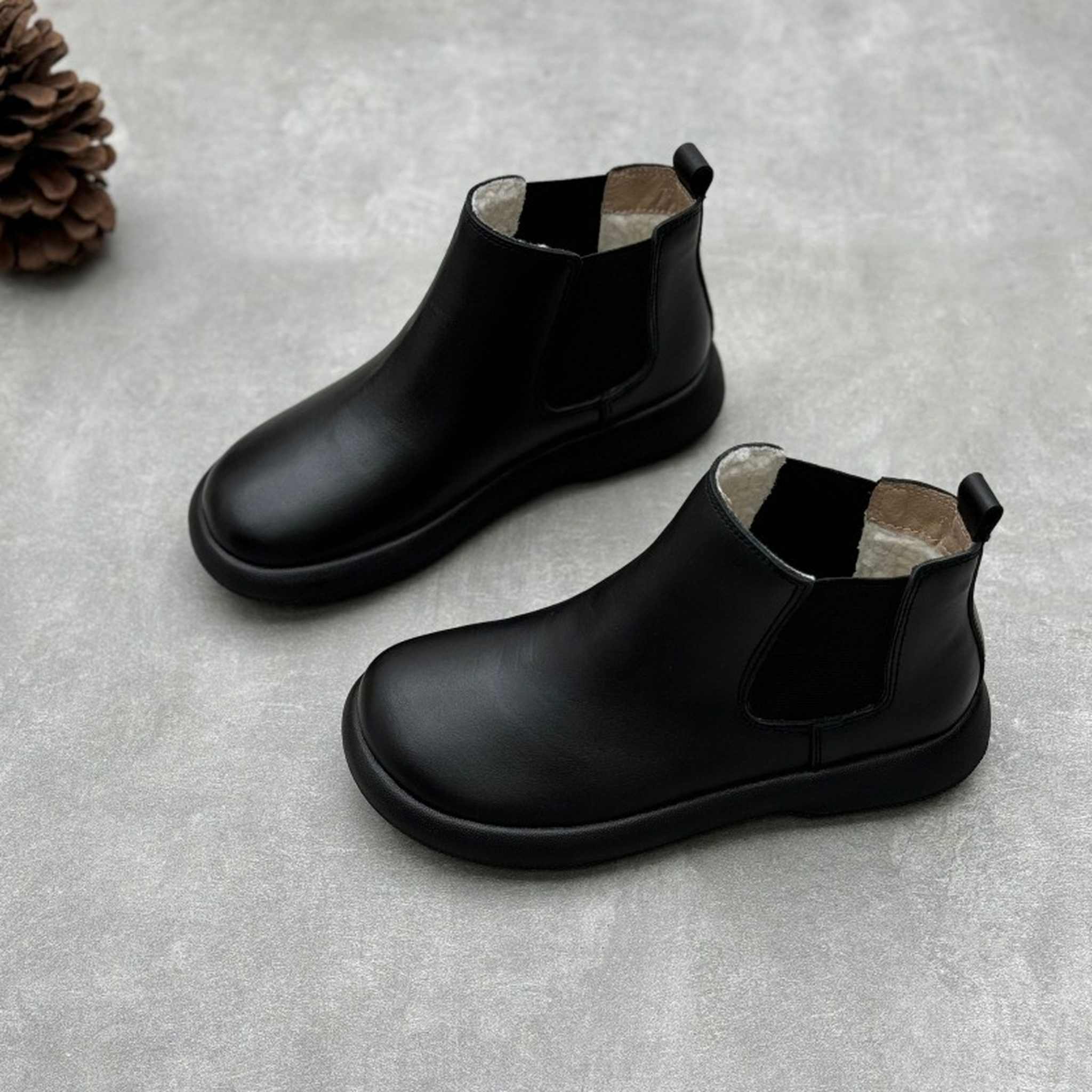handmade fleece lined soft sole leather chelsea boots f 04