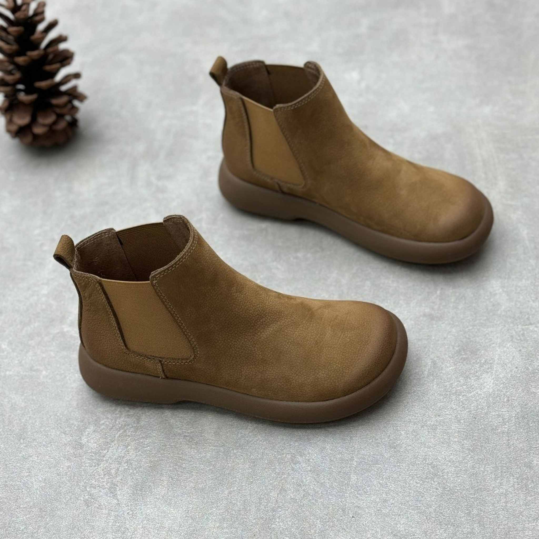handmade fleece lined soft sole leather chelsea boots f 06