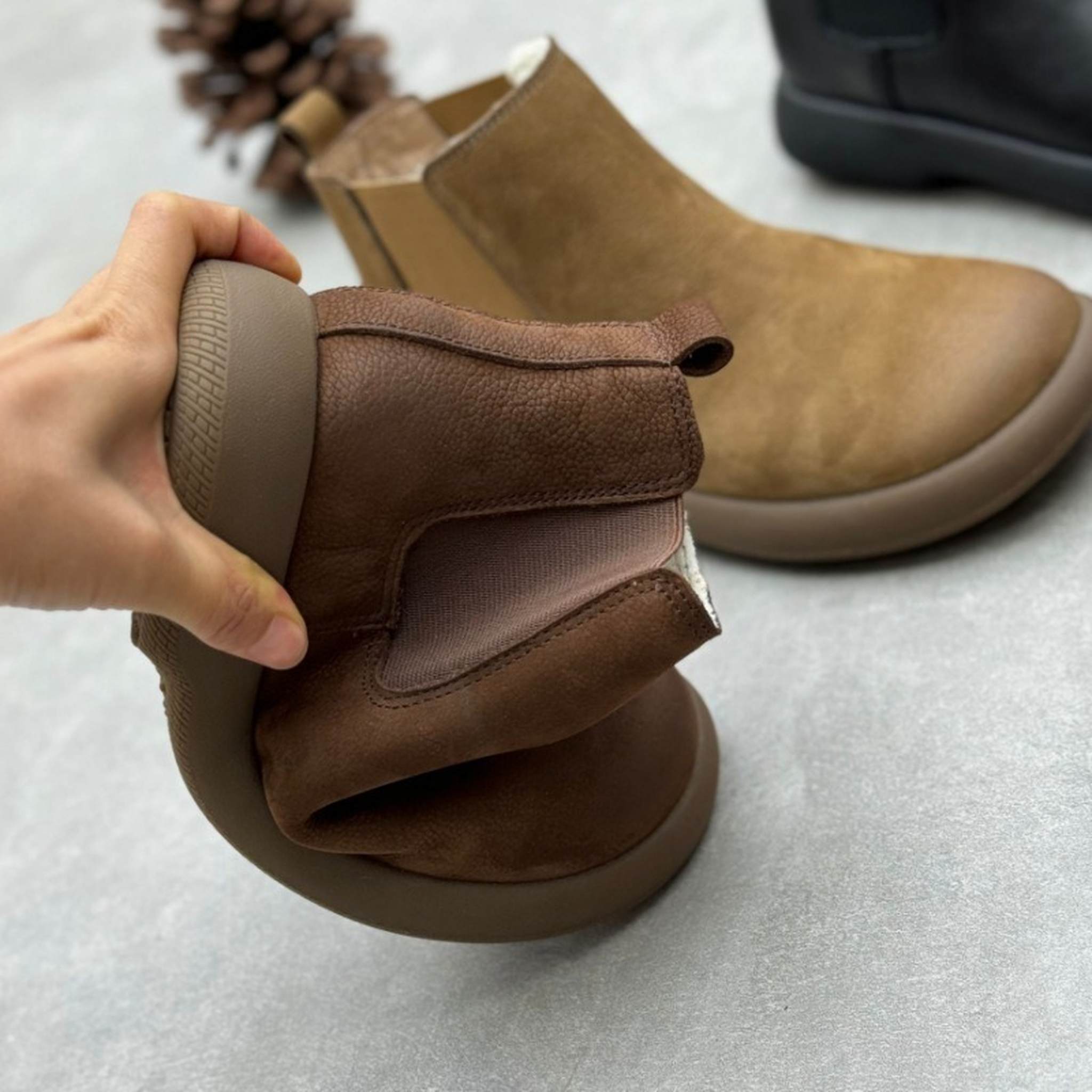 handmade fleece lined soft sole leather chelsea boots f 08