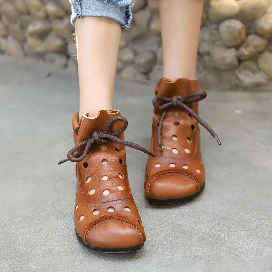 hollow breathable full grain leather sandal boots for s 01