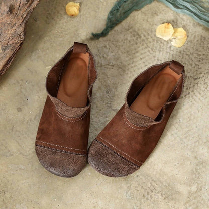 mori soft sole cowhide round toe flat shoes in coffee g 02