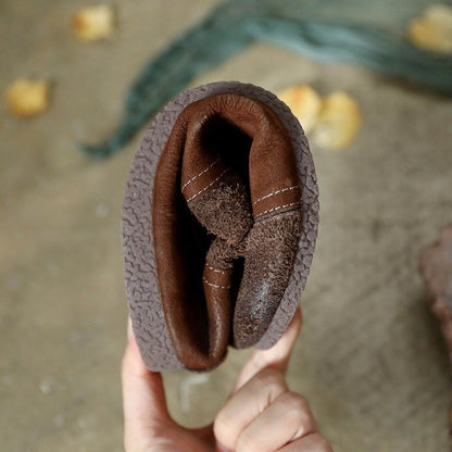 mori soft sole cowhide round toe flat shoes in coffee g 03