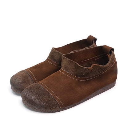 mori soft sole cowhide round toe flat shoes in coffee g 05