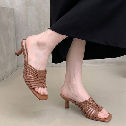 open toe woven stiletto heel mule sandals for summer in 05