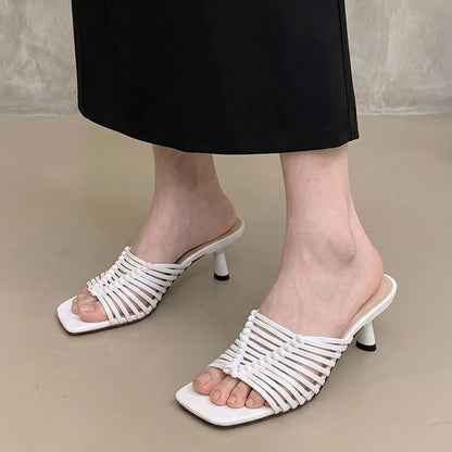 open toe woven stiletto heel mule sandals for summer in 06
