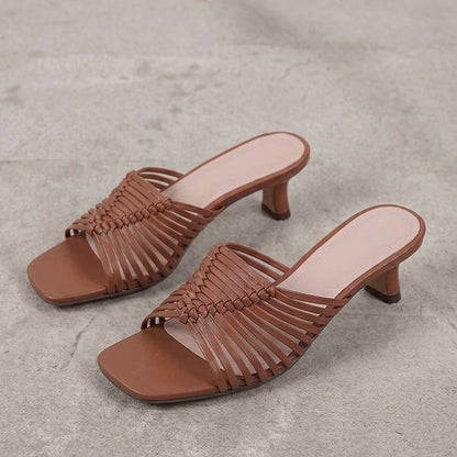 open toe woven stiletto heel mule sandals for summer in 08