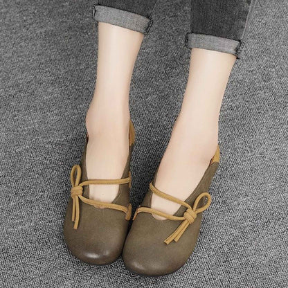 retro art color block soft sole leather slip on loafers 10