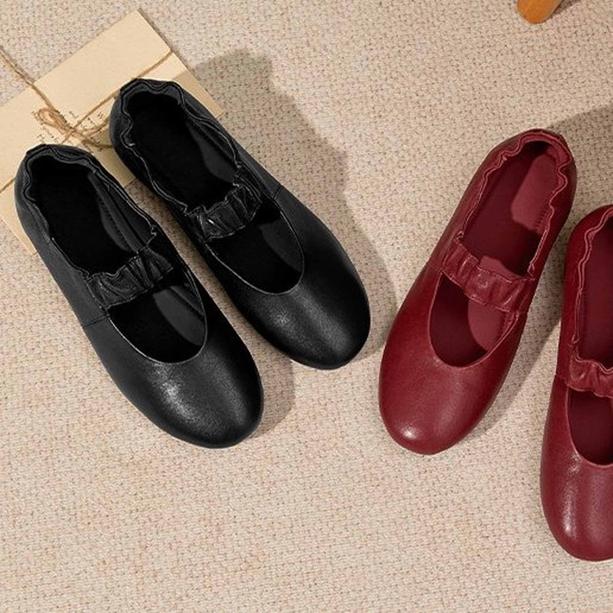 round toe shallow sheepskin mary jane flats for autumn  04