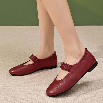 round toe shallow sheepskin mary jane flats for autumn  06
