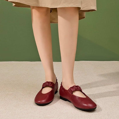 round toe shallow sheepskin mary jane flats for autumn  07